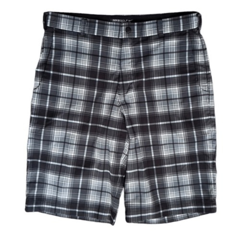 NIKE Golf‎ Shorts DRI-FIT Mens Size 32 Black Grey Checkered Plaid Preppy Comfort